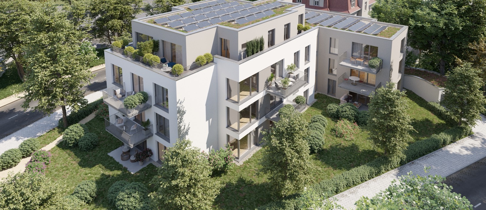 Ökowert Schillerhöfe – Balkone, Begrünung und Solarpaneele